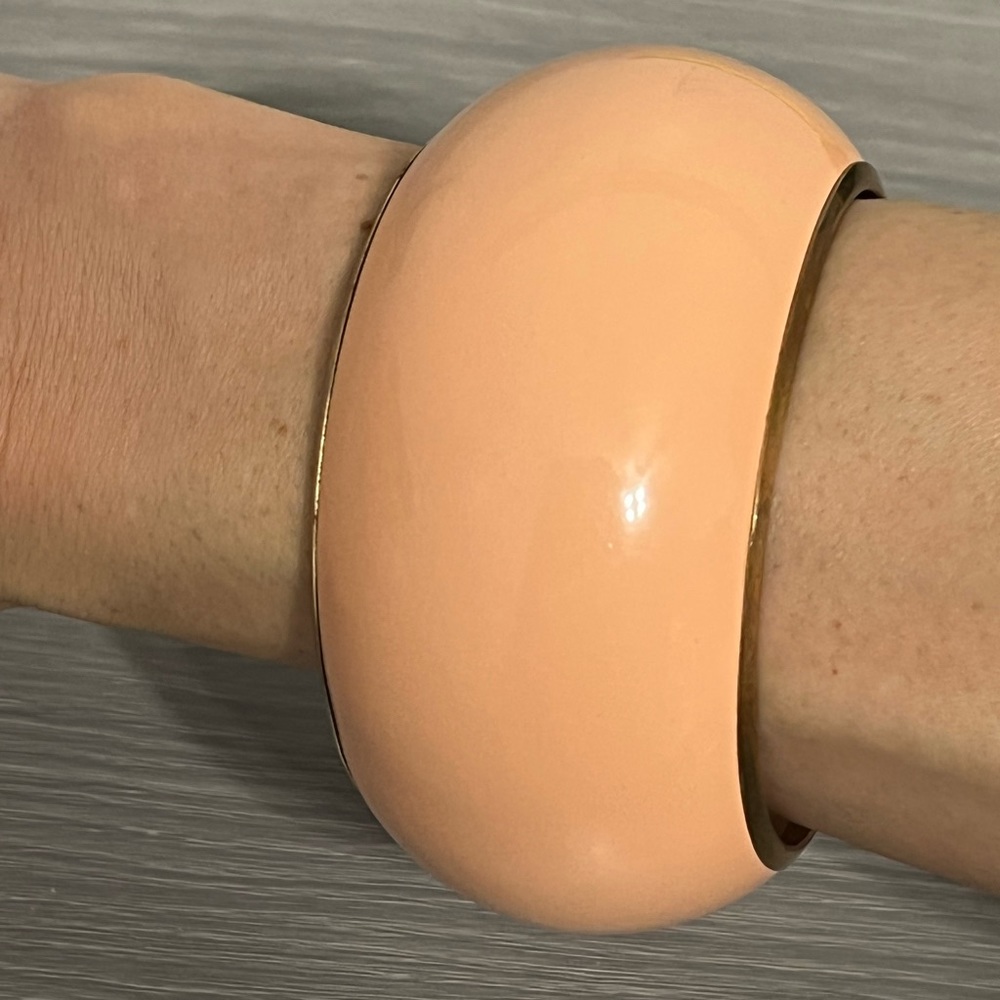 Vintage Peach and Gold Bangle Bracelet, Boho